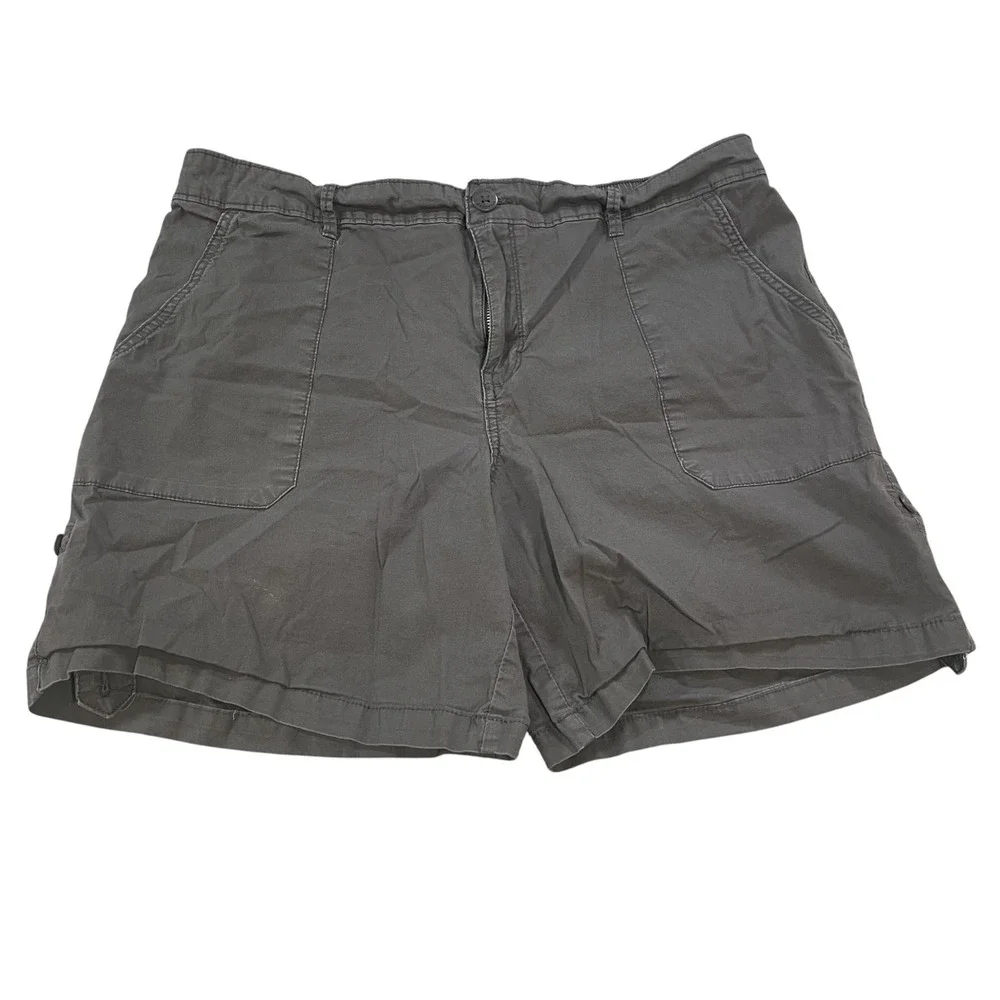 Social Standard by Sanctuary Womens XL Gray Utility Roll Tab Shorts